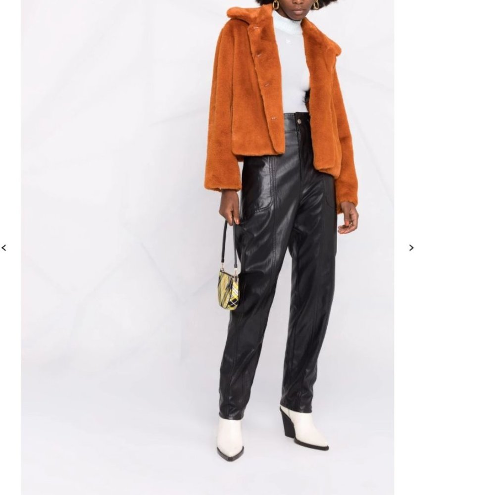 NEW! STAND STUDIO Marcella Faux-Fur Cropped Jacket - Rust - Picture 3 of 6